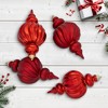 Northlight 2-Finish Commercial Size Finial Shatterproof Christmas Ornaments - 10" - Red - Set of 4 - 2 of 4