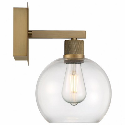 Antique Brass and Clear Glass Dimmable Wall Sconce