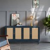 Rattan Sideboard Buffer Cabinet With 4 Rattan Doors, Adjustable Shelves, Storage Modern Storage Cabinet, Cupboard Console Table - 3 of 4