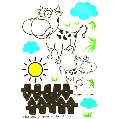 Slickblue Sunny Cow Vinyl Wall Stickers - Decorative Decals for Living Rooms, Bedrooms - 23.6"x35.4"