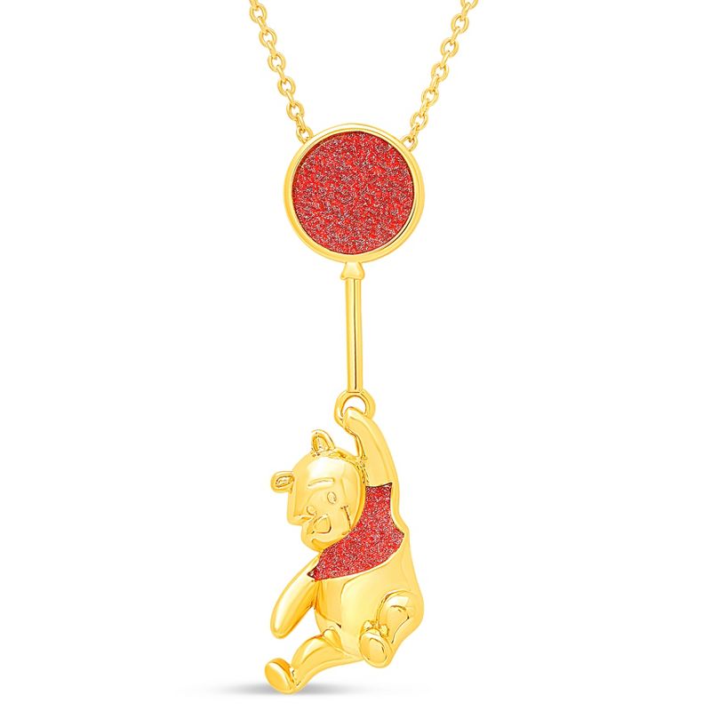 Disney Classics Winnie the Pooh Gold Plated Swinging Balloon Necklace, 18", 1 of 6