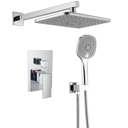 Luxurious Single Handle 2-Spray 11.53 in. Wall Mount Rectangle Shower Head with Hand Shower Faucet - image 1 of 4