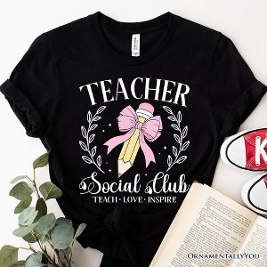 Teacher Social Club T-Shirt, White, Natural, and Black Tee for Stylish Educators| OrnamentallyYou - 1 of 4