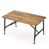 GDFStudio Ellaria Outdoor Industrial Acacia Wood Coffee Table, Antique Teak/Black - 4 of 4