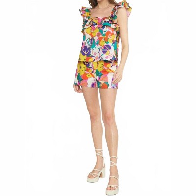 Women's Floral High Waisted Shorts - entro