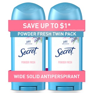 Secret Solid Antiperspirant and Deodorant, Powder Fresh Scent - 2.7oz/2ct - 1 of 4