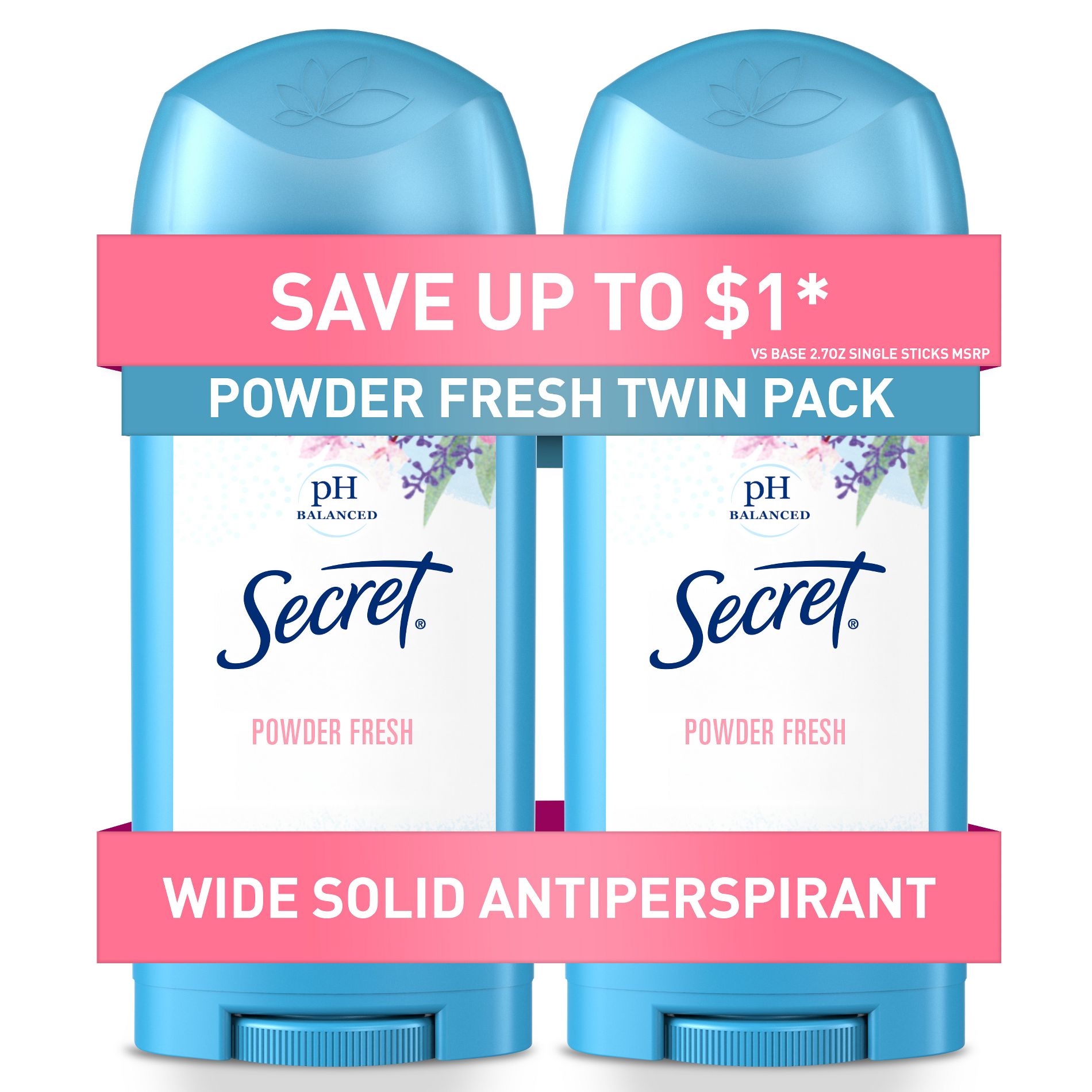Secret Solid Antiperspirant & Deodorant - Powder Fresh Scent - 2.7oz/2ct