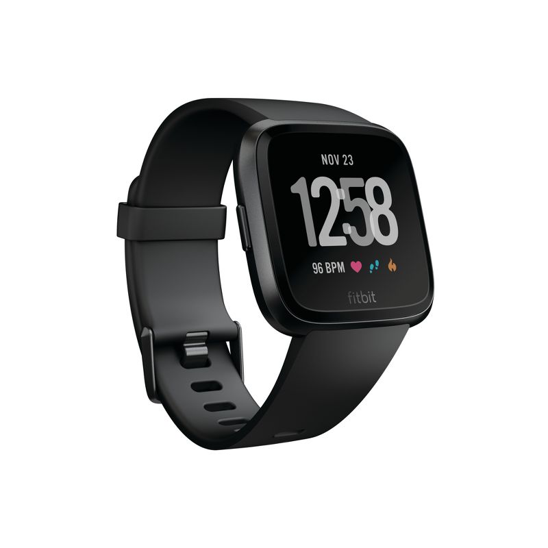 Fitbit Versa Smartwatch with Small & Large Bands - Black/Black Aluminum, 1 of 4