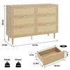 Rattan 6 Drawer Dresser, Farmhouse Wooden Chest of Drawers with 5 Metal Legs - 2 of 4
