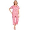 Collections Etc V-Neck Lace Trim Floral Pattern 2-Piece Capri Pajama Set - 3 of 4