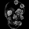 Junior's Lost Gods Rose Skull Grayscale Distressed Portrait Oversized T-Shirt - 2 of 2
