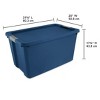 Racxily Extra Large Storage Bin, Plastic Storage Container with Latch Lid & Wheels, Blue - 2 of 4