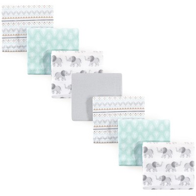 Hudson Baby Infant Cotton Flannel Receiving Blankets Bundle, Gray Elephant, One Size