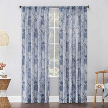 Hilary Watercolor Floral Linen Blend Semi - Sheer Rod Pocket Curtain Panel Blush - No. 918