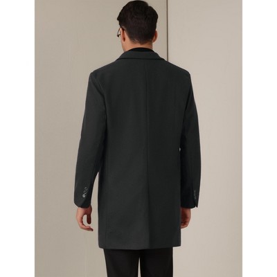 Lars Amadeus Men's Notched Collar Single Breasted Winter Trench Coats Black Medium — фото 3