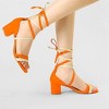 Allegra K Women's Faux Suede Open Toe Color Block Heel Lace Up Sandals - 2 of 4