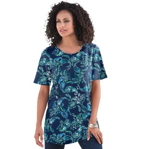 Roaman's Women's Plus Size Ultimate Crewneck Tee - 1 of 4