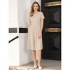Hobemty Women's Pleated Knee Length Short Sleeve Work A-Line Dress - 2 of 4