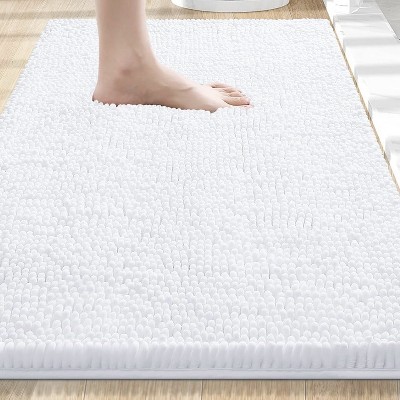 Home Mart Goods White Soft Cozy Plush Chenille Bath Mat Bathroom Rug - 39"x24"