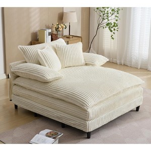 PAGED Oversized Corduroy Accent Lounge Chair Bed with Adjustable Backrest & Pillows,Upholstered Futon Couch for Living Room,Bedroom - 1 of 4