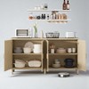 70" Rattan Sideboard Buffet Cabinet with 4 Doors, Adjustable Shelves & Solid Wood Legs, Storage Console for Dining Room, Kitchen, Living Room - 2 of 4