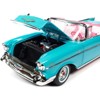 1957 Chevrolet Bel Air Convertible Aqua Blue w/Pink Interior Barbie Silver Screen Machines 1/18 Diecast Model Car by Auto World - 3 of 4