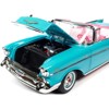 1957 Chevrolet Bel Air Convertible Aqua Blue w/Pink Interior Barbie Silver Screen Machines 1/18 Diecast Model Car by Auto World - image 3 of 4