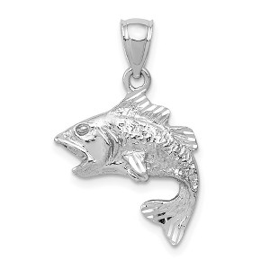 Black Bow Jewelry 14k Yellow or White Gold Bass Pendant, 17mm (5/8 inch) - 1 of 4