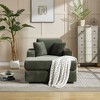 Corduroy Upholstered Chaise Lounge Chair with Deep Seat, Detachable Cushions, Magazine Bag & Cup Holders for Living Room or Office - 3 of 4