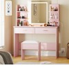Vanity Desk with Mirror and Lights, 3 Lighting Modes Dressing Table with Cushioned Stool, 2 Drawers & Built-in Power Outlet for Bedroom - 4 of 4