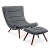 Jupiter 33.5" High Back Wide Upholstered Performance Velvet Lounge Chair Chaise and Ottoman Foot Rest Set-Maison Boucle - 3 of 4
