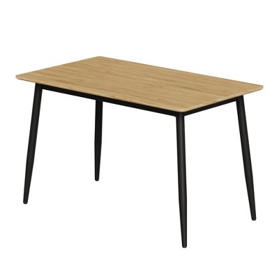 Vynxaria Dining Tables - Modern Minimalist Table with Black Metal Legs, Accommodates 4-6