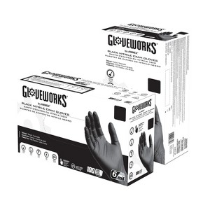 Gloveworks GWBEN Nitrile Exam Gloves Large Black 100/Box (GWBEN46100) - 1 of 4