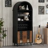 PDTEND 71" Farmhouse Arched Bar Cabinet with Wine Rack & Glass Holder, for Living Room & Dining Room - 3 of 4