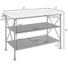 HomeStock  Madeleine Kitchen Island with Shelves for Storage, Microwave Stand, Coffee Bar, Steel with Faux Marble Top - 4 of 4