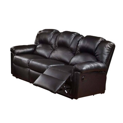 Highly Plush Hardwood Metal and Bonded Leather Recliner Sofa Black - Benzara