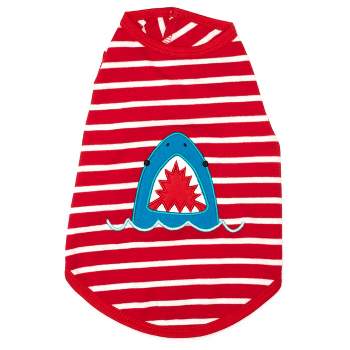 The Worthy Dog Knit Stripe Appliqué Shark Dog Tee