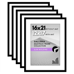 Americanflat 16x21 Picture Frame  - Set of 5 - Use as 12x17 Frame with Mat or 16x21 Frame Without Mat - Gallery Wall Frame Set - Black - 1 of 4