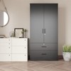 Gulches Modern Wood Black Wardrobe Closet with 2 Doors & 2 Drawers, Freestanding Armoire Storage Cabinet - 4 of 4
