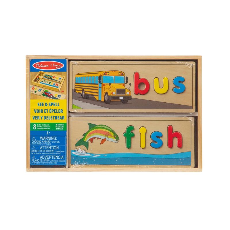Melissa &#38; Doug See &#38; Spell Wooden Educational Toy With 8 Double-Sided Spelling Boards and 64 Letters, 4 of 18