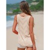 EXLURA Womens Summer Sleeveless Scoop Neck Knit Sweater Vest Crochet Hollow Out Tank Tops - 4 of 4