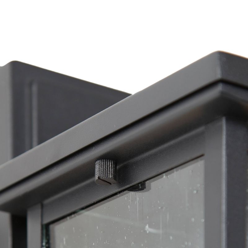 10.5&#34; Metal/Seeded Glass Square Outdoor Wall Light Matte Black - LNC, 5 of 10