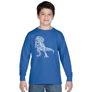 LA Pop Art Boy's Word Art Long Sleeve - Dino Pics - 1 of 4