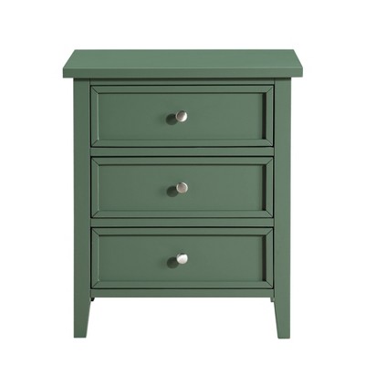 Lennon Vintage Green 3-Drawer Wood Nightstand