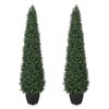 Artificial Boxwood Topiary Tree, 2 Pack Faux Potted Boxwood Topiary Plant, Fake Shrubs Tree for Front Door Home Balcony Backyard Patio Decor - 3 of 4