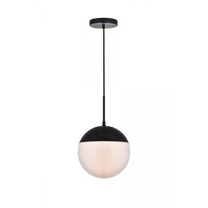 Elegant Lighting Eclipse 1 Light Black Pendant With Frosted White Glass - 1 of 4