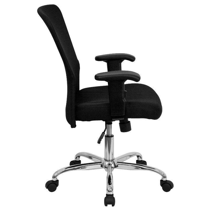 Flash Furniture Mid-Back Black Mesh Contemporary Swivel Task Office Chair with Chrome Base and Adjustable Arms, 3 of 6