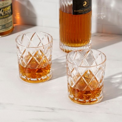 True Diamond Faceted Crystal Whiskey Tumblers Set of 4