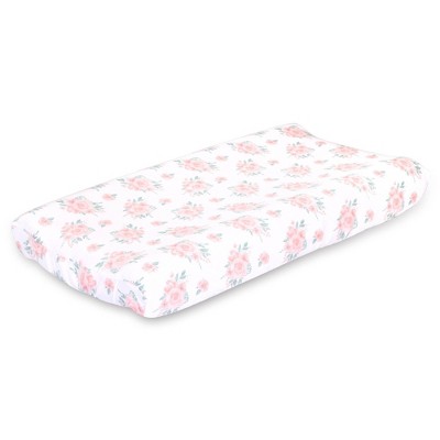 The Peanutshell Farmhouse Floral Changing Pad Cover - Pink