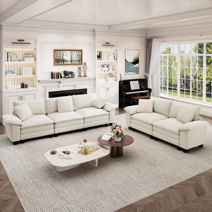 Captiva Designs Cloud Modular 5-Piece Sectional Sofa Set, Living Room Couch with Lounge Comfort, Corduroy & Chenille Fabric - 1 of 4